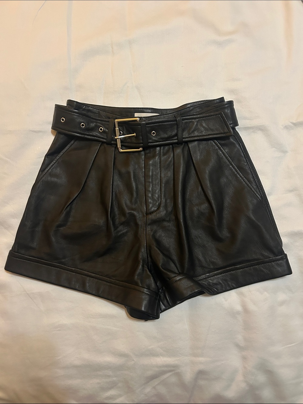 Lovers + Friends black lamb leather shorts